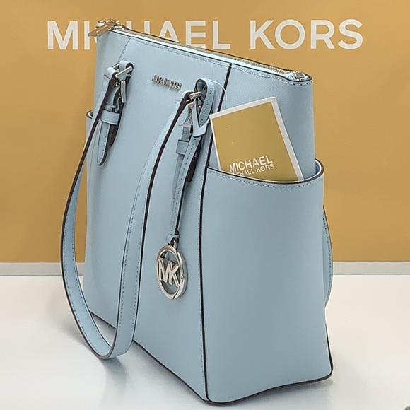 MICHAEL KORS CHARLOTTE LARGE TOP ZIP TOTE VISTA BLUE COLOR - Picture 6 of 15